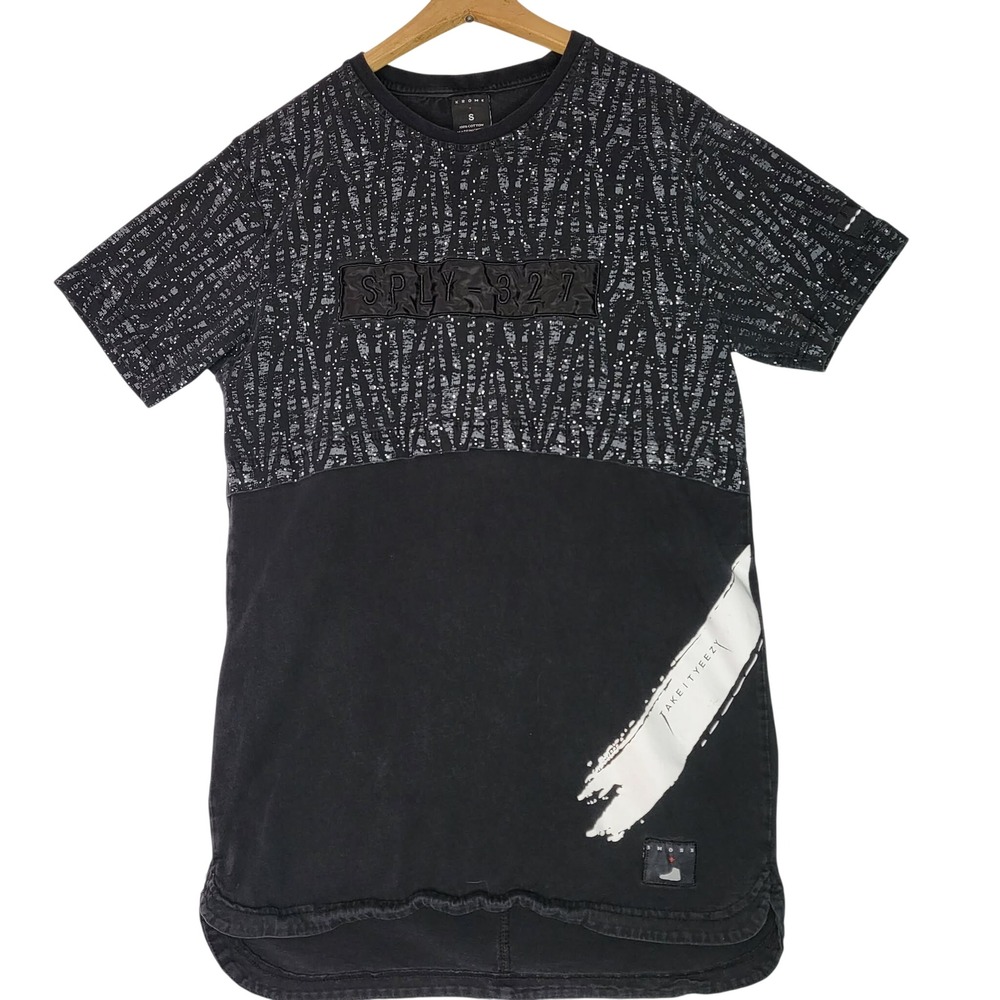 Krome Mens SPLY-327 Take It Yeezy Graphic T-Shirt Black Zebra Longline Small